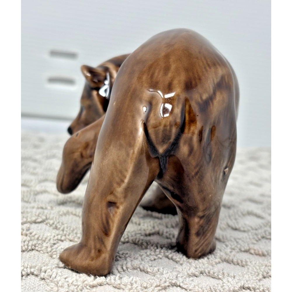 Vtg Ceramic GRIZZLY BEAR Figurine Mountain Bear‎ Glazed Brown 5" x 3.5" Mold - Picture 4 of 7